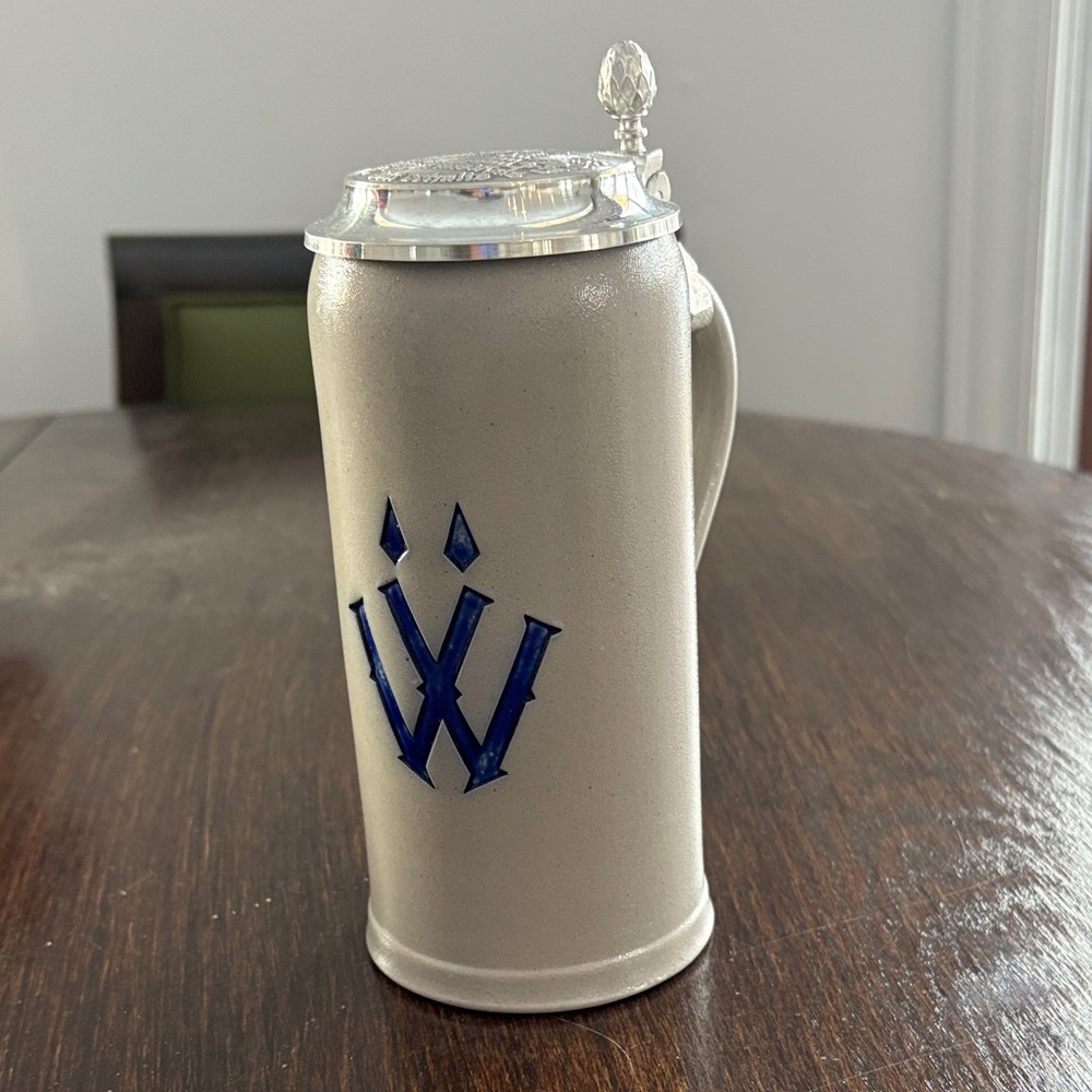 Handmade Authentic German Ceramic Beer Stein with Pewter Embossed‎ Lid